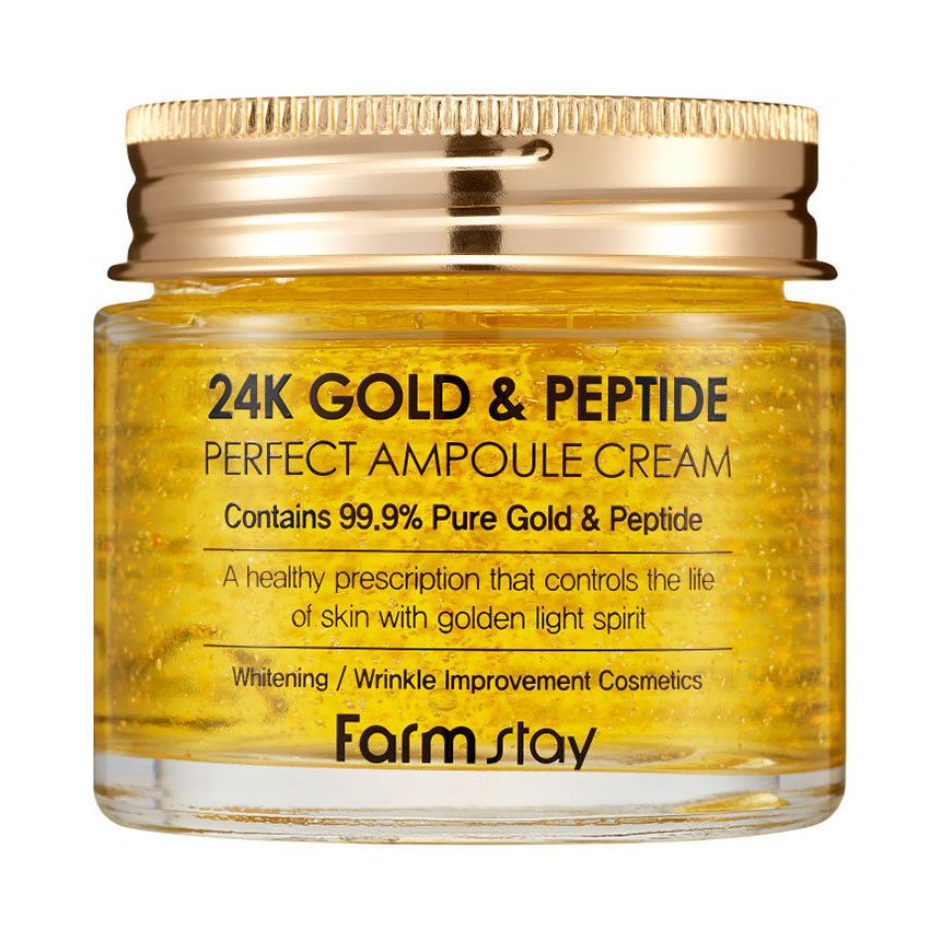 Антивіковий крем з колоїдним золотом і пептидами Farmstay 24K Gold & Peptide Perfect Ampoule Cream 80 мл - основне фото