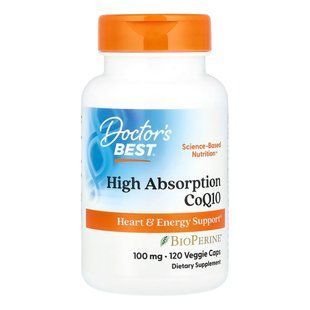 Коензим Q10 в м'яких капсулах Doctor's Best High Absorption CoQ10 With BioPerine 100 mg 120 шт - основне фото