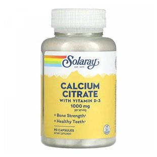 Кальций с витамином D Solaray Calcium Citrate w/Vit D-3 1000 mg 90 шт - основное фото