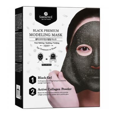 Очищающая маска-плёнка в наборе с чашей и лопаткой Shangpree Black Premium Modeling Mask (Bowl & Spatula Set) 50 мл - основное фото