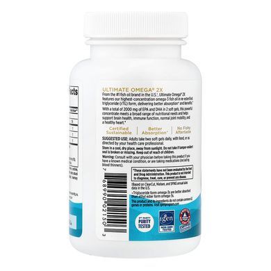 Омега 2X с лимонным вкусом Nordic Naturals Ultimate Omega 2X Lemon 2150 mg 60 шт - основное фото