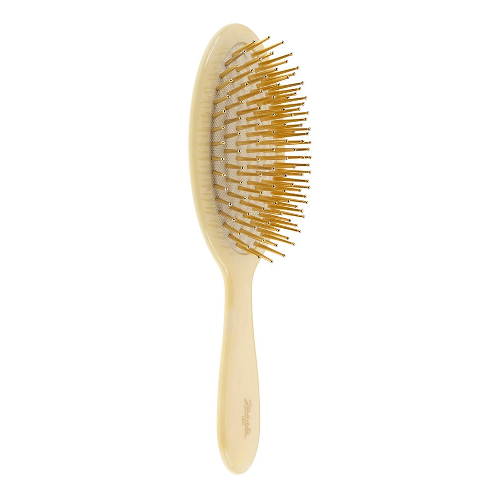 Овальна щітка для волосся слонова кістка Janeke Hair-brush Horn Imitation With Gold Pins SP22G CRN - основне фото