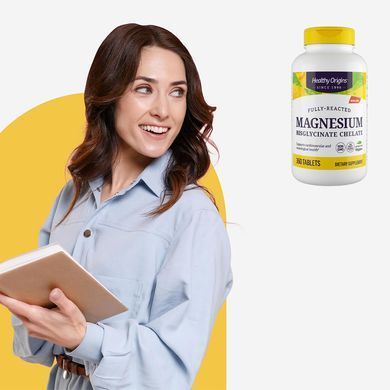 Магній хелат бісгліцинат Healthy Origins Fully Reacted Magnesium Bisglycinate Chelate 360 шт - основне фото
