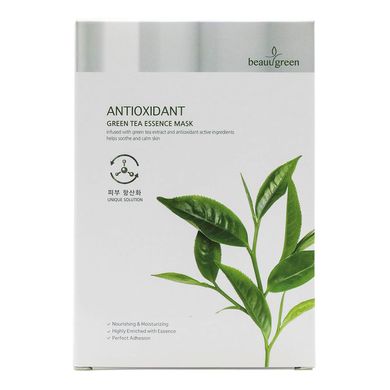 Тканевая маска для лица с экстрактом зелёного чая BeauuGreen Antioxidant Green Tea Essence Mask 23 г - основное фото