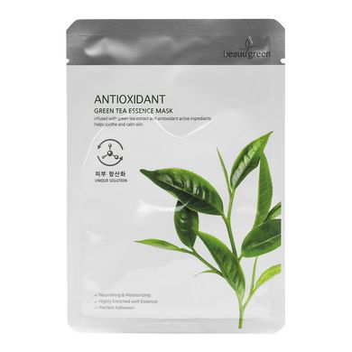 Тканевая маска для лица с экстрактом зелёного чая BeauuGreen Antioxidant Green Tea Essence Mask 23 г - основное фото