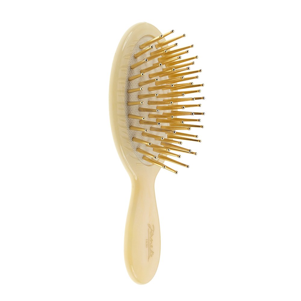 Маленька овальна щітка для волосся слонова кістка Janeke Small Hair-brush With Gold Pins SP24G CRN - основне фото