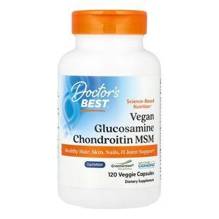 Веганський глюкозамін, хондроїтин і МСМ Doctor's Best Vegan Glucosamine Chondroitin MSM 120 шт - основне фото