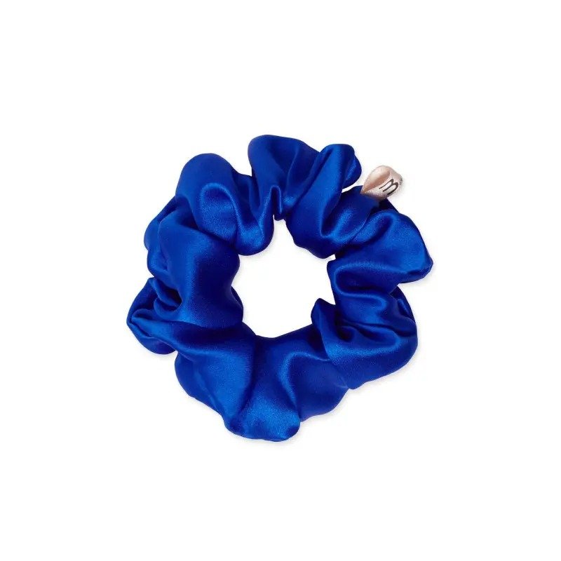 Объёмная синяя резинка из натурального шёлка Mon Mou Silk Hair Band Electric Blue 1 шт - основное фото