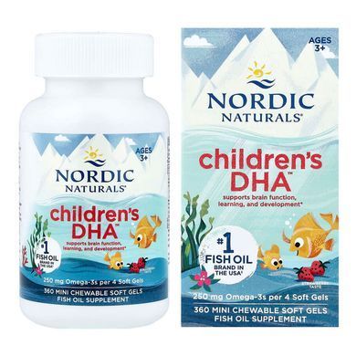 Рыбий жир для детей 3-6 лет с клубничным вкусом в мини-капсулах Nordic Naturals Children's DHA Strawberry 250 mg 360 шт - основное фото