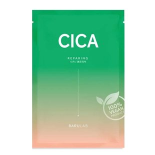 Успокаивающая тканевая маска с экстрактом центеллы BARULAB The Clean Vegan CICA Mask 23 мл - основное фото