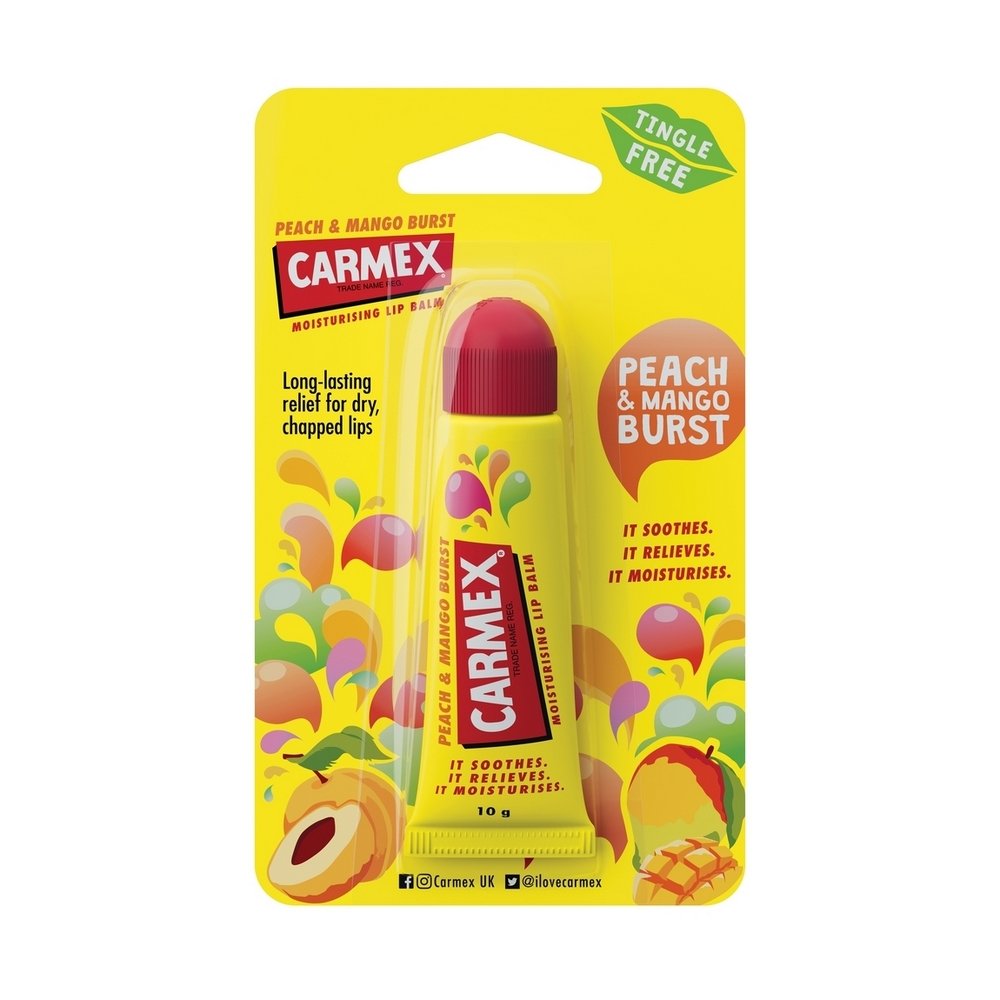 Бальзам для губ со вкусом персика и манго Carmex Tube Peach & Mango туба 10 г - основное фото