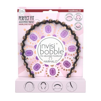 Чёрный с золотистыми бусинками обруч для волос Invisibobble HAIRHALO British Royal Put Your Crown On - основное фото