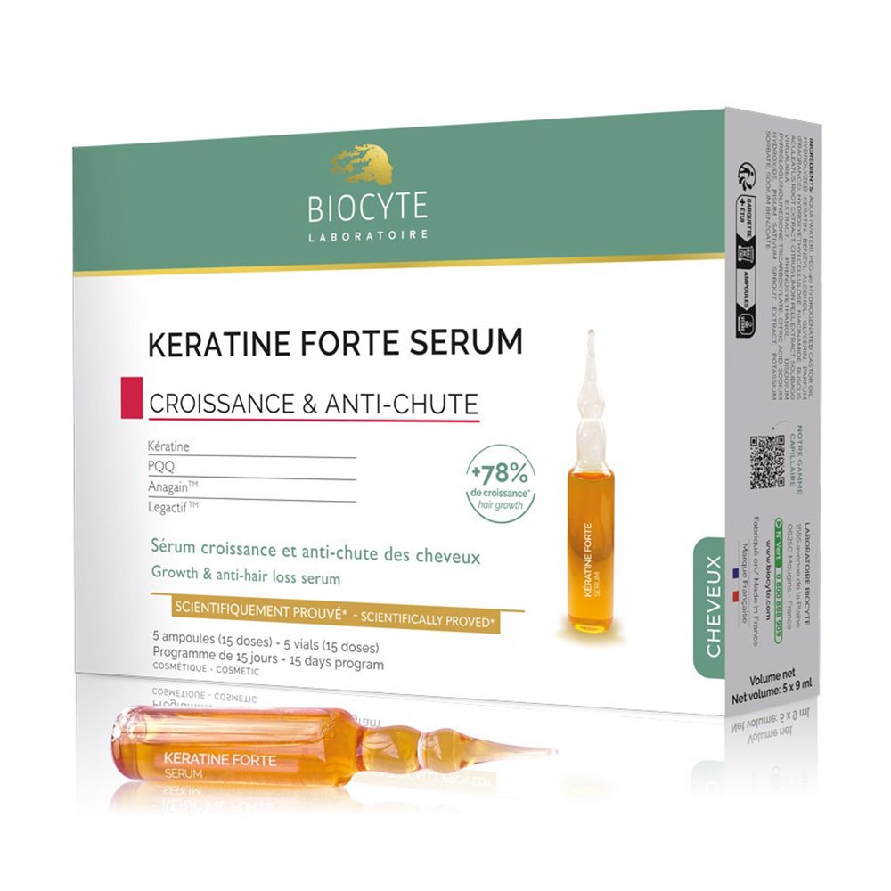 Сыворотка против выпадения волос с кератином BIOCYTE Keratine Forte Serum Anti-Chute 5*9 мл - основное фото