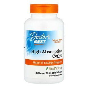 Коензим Q10 Doctor's Best High Absorption CoQ10 With BioPerine 300 mg 90 шт - основне фото