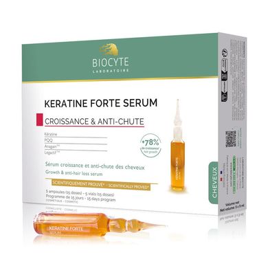 Сироватка проти випадіння волосся з кератином BIOCYTE Keratine Forte Serum Anti-Chute 5*9 мл - основне фото