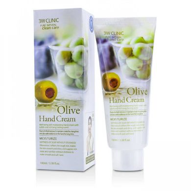 Крем для рук зволожувальний з екстрактом оливи 3W CLINIC Moisturizing Hand Cream Olive 100 мл - основне фото