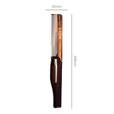 Складаний гребінець для волосся Kent Brushes Handmade Folding Pocket Comb With Clip 167 мм - основне фото