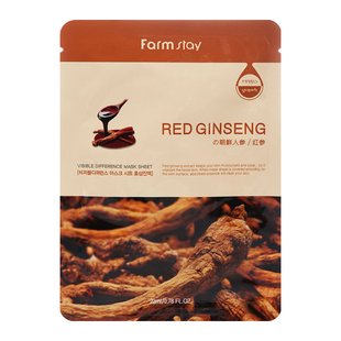 Тканевая маска с экстрактом женьшеня FarmStay Visible Difference Mask Sheet Red Ginseng 23 мл - основное фото