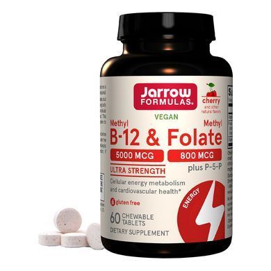 Метилфолат и метил B-12 Jarrow Formulas Methyl B-12 & Methyl Folate 5000 mcg/800 mcg Cherry 60 шт - основное фото