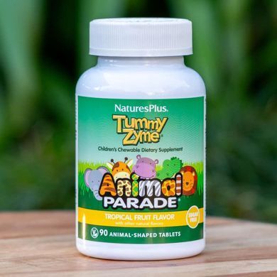 Детская добавка для улучшения пищеварения NaturesPlus Animal Parade Tummy Zyme Children's Chewables 90 шт - основное фото