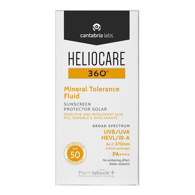 Сонцезахисний мінеральний флюїд для чутливої шкіри Cantabria Labs Heliocare 360 ​​Mineral Tolerance Fluid SPF 50 50 мл - основне фото