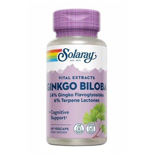 Экстракт гинкго билоба в капсулах Solaray Ginkgo Biloba Leaf Extract 60 mg 60 шт - основное фото