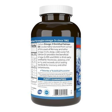 Лососевое масло Carlson Labs Omega-3 Enriched Salmon Oil 500 mg 300 шт - основное фото
