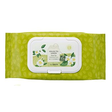 Серветки для зняття макіяжу з екстрактом зеленого чаю THE SAEM Healing Tea Garden Green Tea Cleansing Tissue 60 шт - основне фото