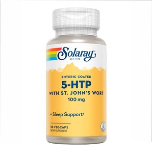 Добавка для улучшения эмоционального состояния Solaray Guaranteed Potency 5-HTP + St. John's 100 mg 30 шт - основное фото