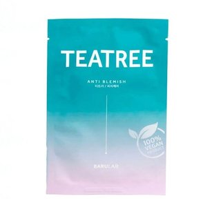 Себорегулирующая тканевая маска с экстрактом чайного дерева BARULAB The Clean Vegan Tea Tree Mask 23 мл - основное фото