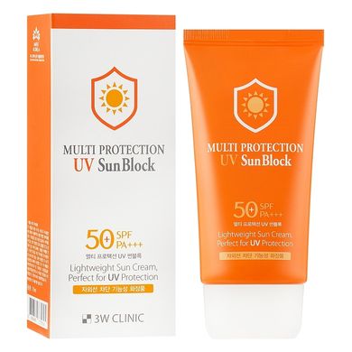 Сонцезахисний зволожувальний крем 3W CLINIC Multi Protection UV Sun Block SPF 50+ PA+++ 70 мл - основне фото