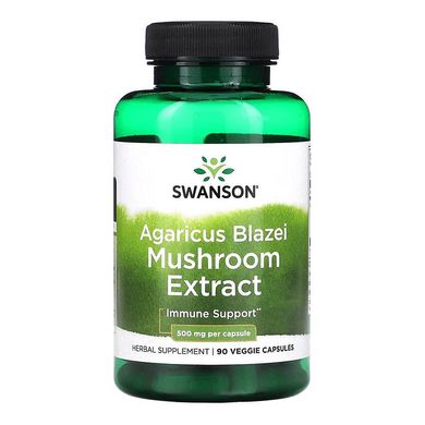 Екстракт гриба агарика бразильського в капсулах для імунітету Swanson Agaricus Blazei Mushroom Extract 500 мг 90 шт - основне фото