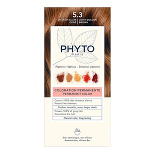 Краска для волос (светлый золотистый шатен) PHYTO Phytocolor Coloration Permanente 5.3 Chatain Clair Dore 112 мл - основное фото