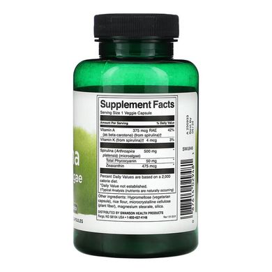 Спіруліна Swanson Spirulina Blue-Green Algae Standardized 500 мг 90 шт - основне фото