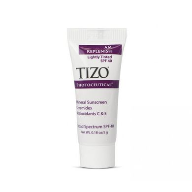 Солнцезащитный увлажняющий крем без оттенка TIZO Photoceutical Skincare AM Replenish Non Tinted Moisturizing Mineral Sunscreen SPF 40 5 г - основное фото