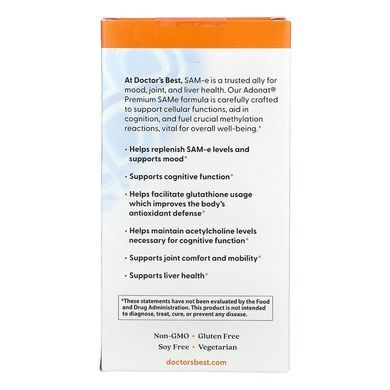Аденозилметионин Doctor's Best Double Strength SAM-e 400 mg 60 шт - основное фото