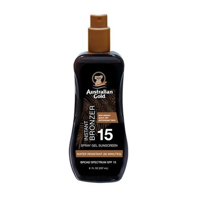 Водостойкий солнцезащитный спрей-гель с бронзатором Australian Gold Spray Gel Sunscreen with Instant Bronzer SPF 15 237 мл - основное фото