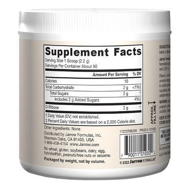 D-рибоза в порошку Jarrow Formulas D-Ribose Powder 200 г - основне фото