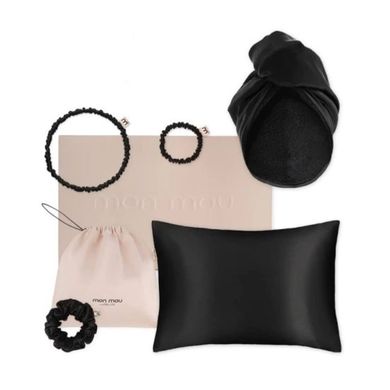 Подарунковий набір для дбайливого догляду за шкірою та волоссям чорний Mon Mou Soft Silk Set Black - основне фото