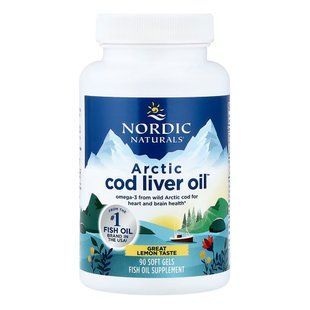 Олія печінки тріски зі смаком лимона Nordic Naturals Arctic Cod Liver Oil Lemon 750 mg 90 шт - основне фото