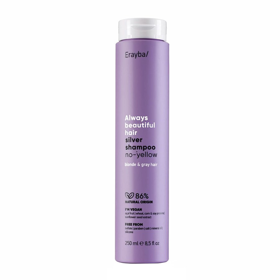 Антижёлтый шампунь для окрашенных волос Erayba ABH Silver No-Yellow Shampoo 250 мл - основное фото