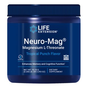 Магний в порошке со вкусом тропического пунша Life Extension Neuro-Mag Magnesium L-Threonate Tropical Punch 93,35 г - основное фото