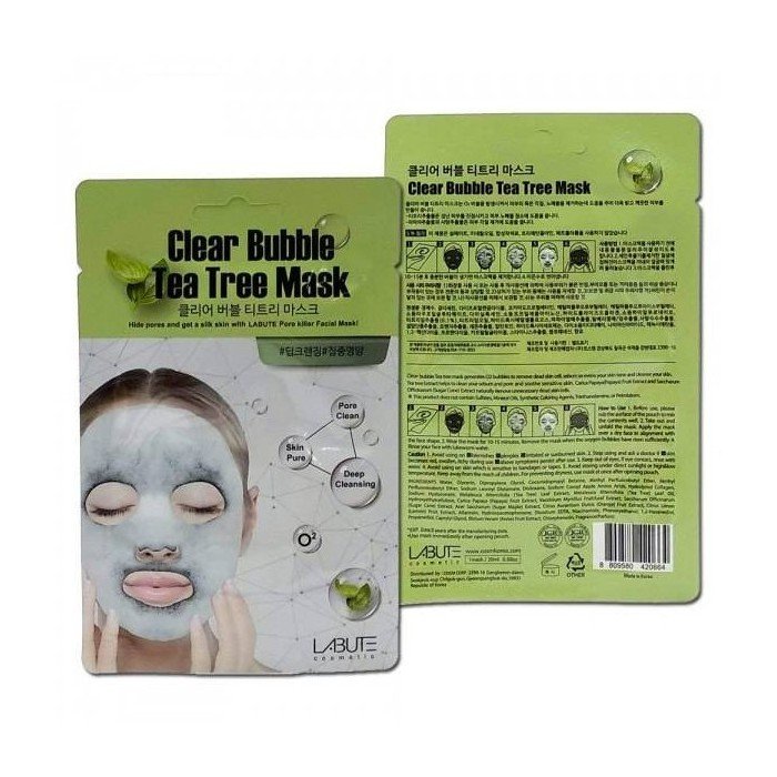 Кислородная очищающая маска с экстрактом чайного дерева LABUTE Clear Bubble Tea Tree Mask 20 мл - основное фото