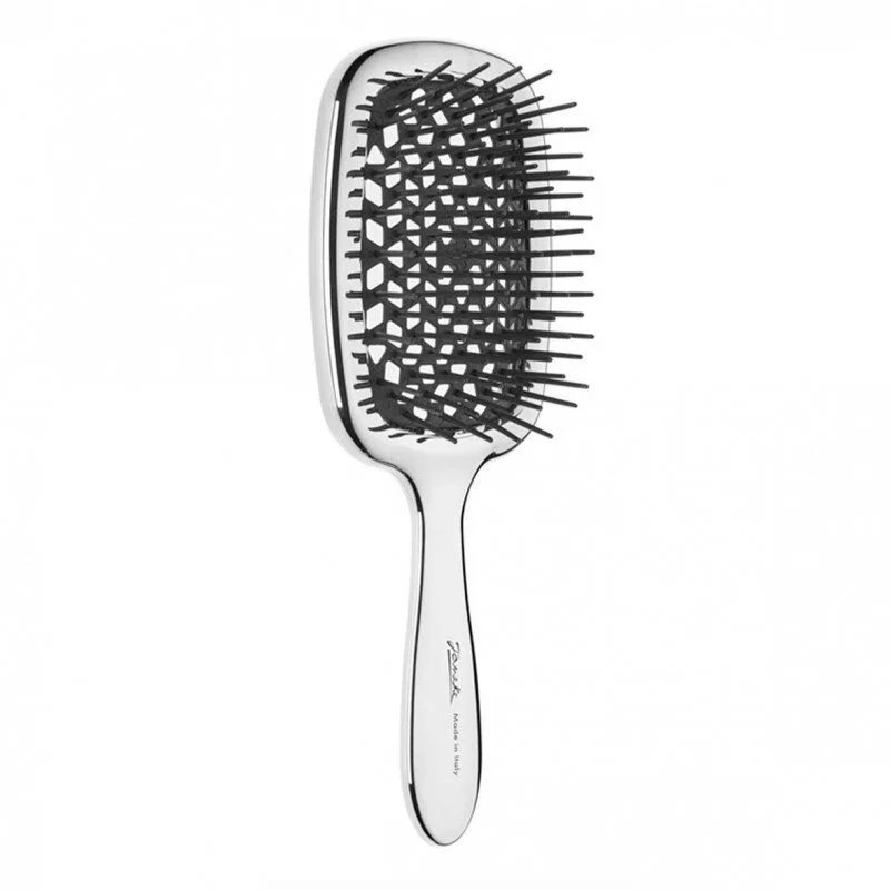 Серебряно-чёрная прямоугольная щётка для волос Janeke Superbrush The Original CRSP230 - основное фото